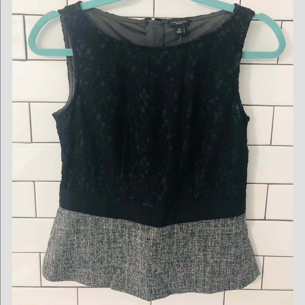 Peplum black/grey top